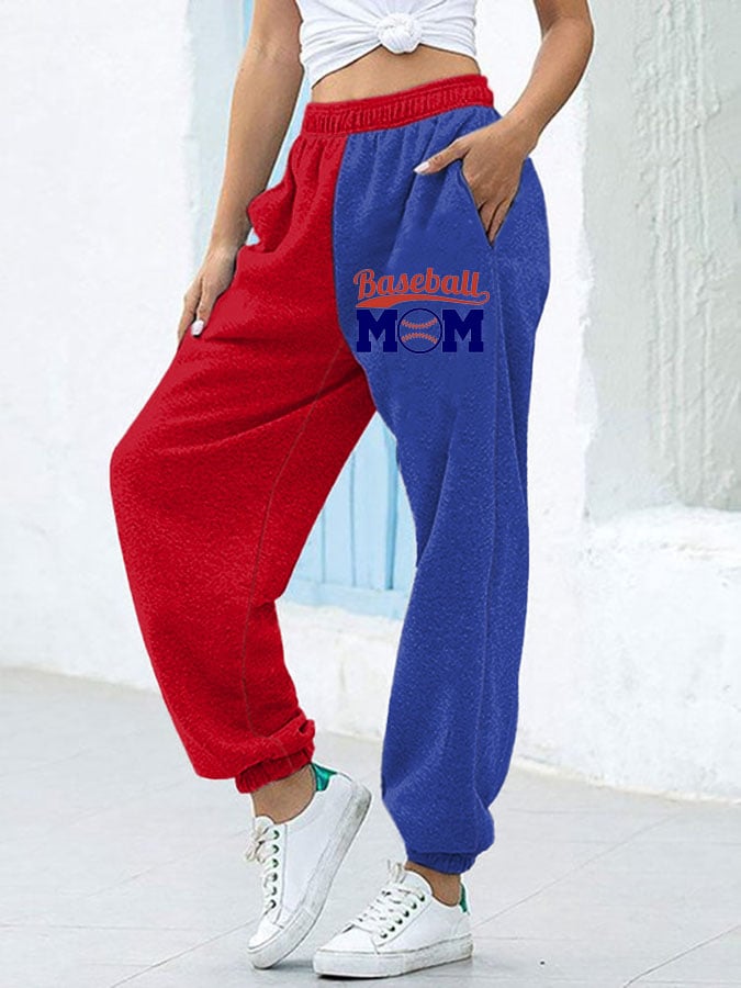 Women's Baseball Print Color Block Lounge Pants