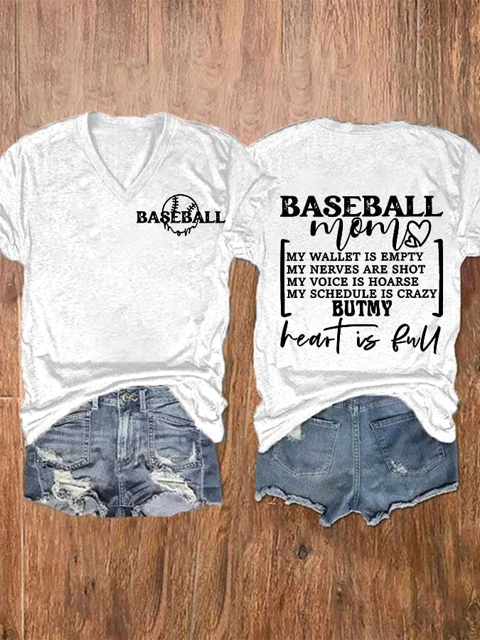 Women's Baseball Mom Casual Print Short Sleeve T-Shirt