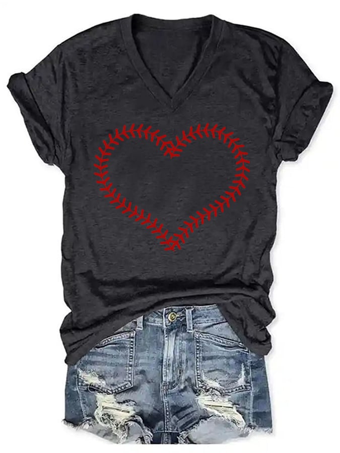 Women's Basbeball Love Print T-Shirt