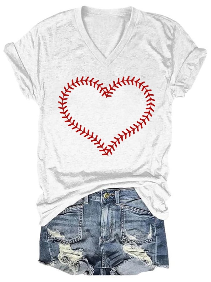 Women's Basbeball Love Print T-Shirt