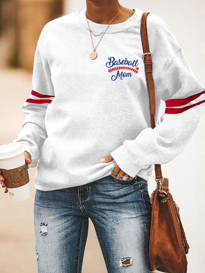 Women's Baseball Mom Printed Casual Sweatshirt