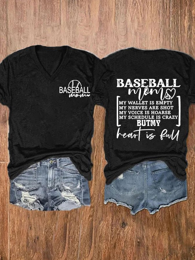 Women's Baseball Mom Casual Print Short Sleeve T-Shirt