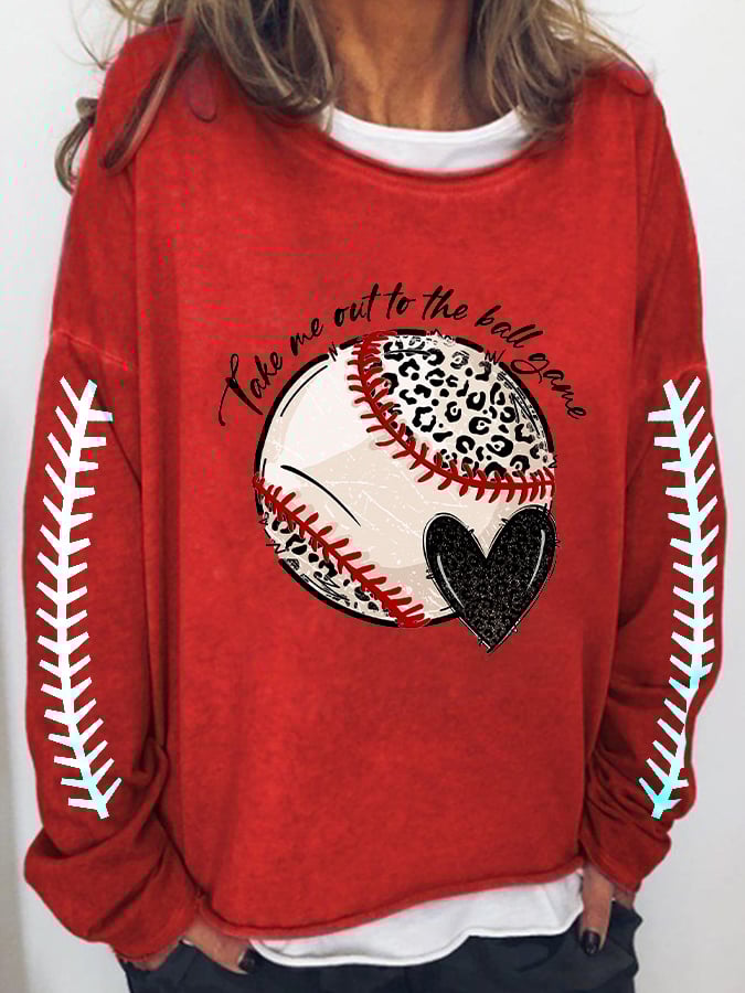 Women's Take Me Out To The Ball Game Print Long Sleeve T-Shirt
