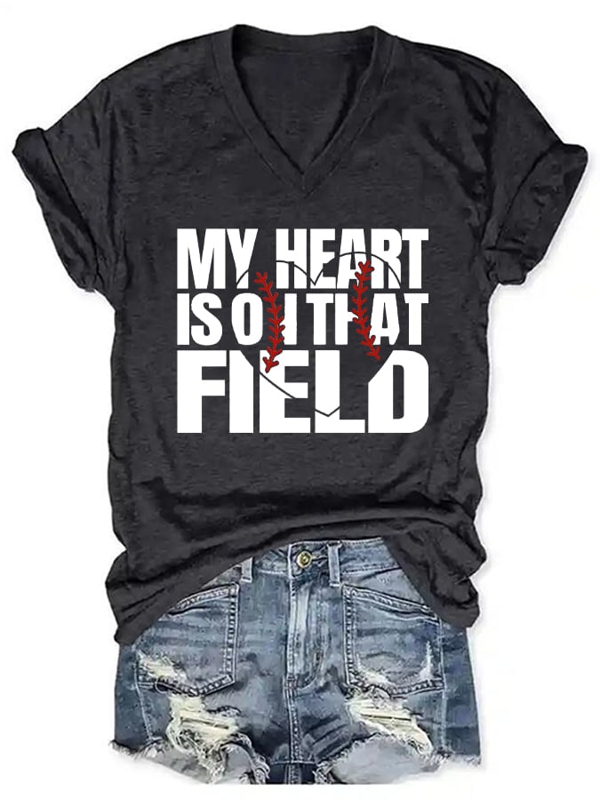 Women's My Heart is on That Field Print T-Shirt