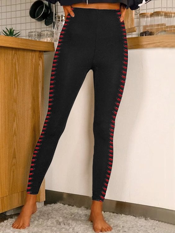 Women's Baseball Print Stretch Leggings