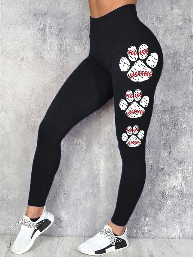 Women's Baseball Print Stretch Leggings