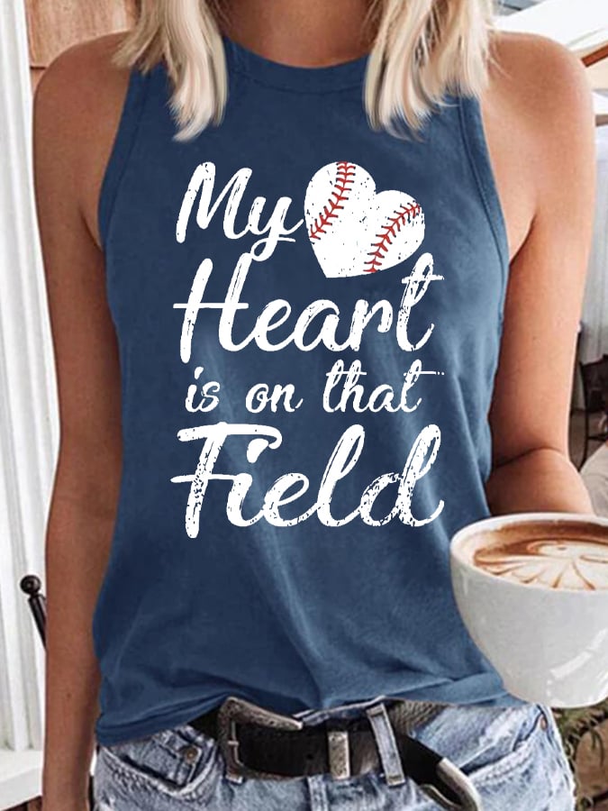 Women's My Heart Is On That Field Print Vest