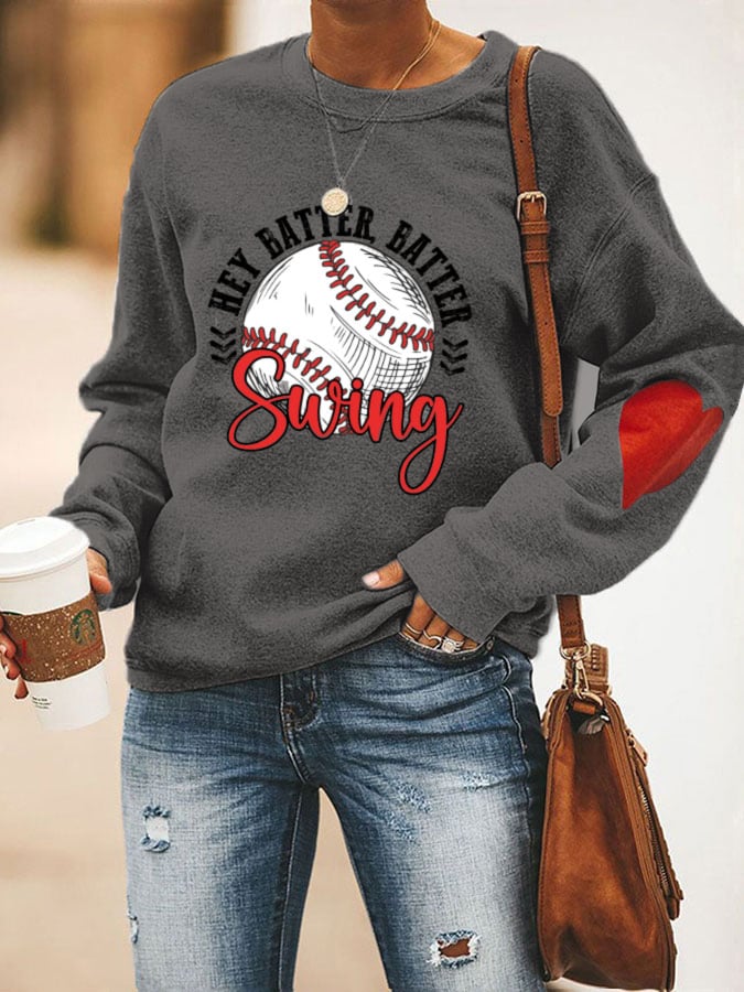 Women's Hey Batter Batter! Baseball Print Sweatshirt