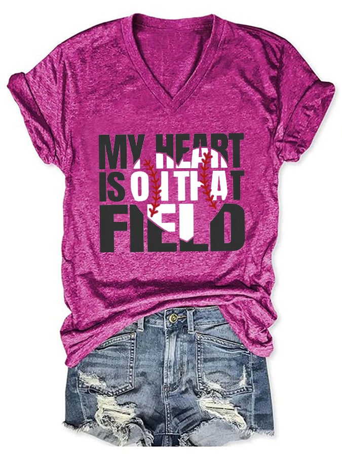 Women's My Heart is on That Field Print T-Shirt