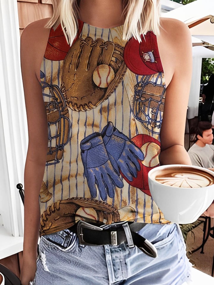 Women's Baseball Print Tank Top