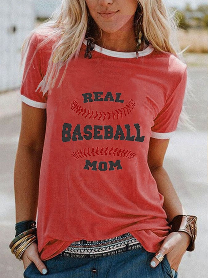 WTS97628Baseball Print Casual Short-Sleeved T-Shirt