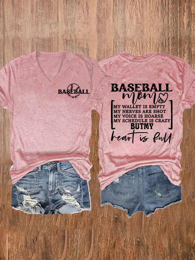 Women's Baseball Mom Casual Print Short Sleeve T-Shirt