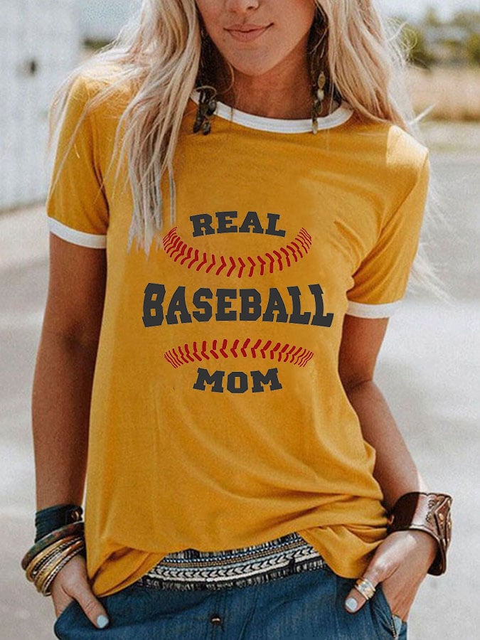 WTS97628Baseball Print Casual Short-Sleeved T-Shirt