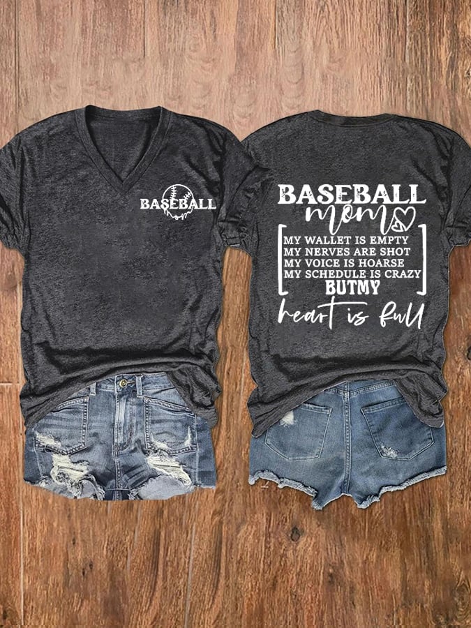 Women's Baseball Mom Casual Print Short Sleeve T-Shirt