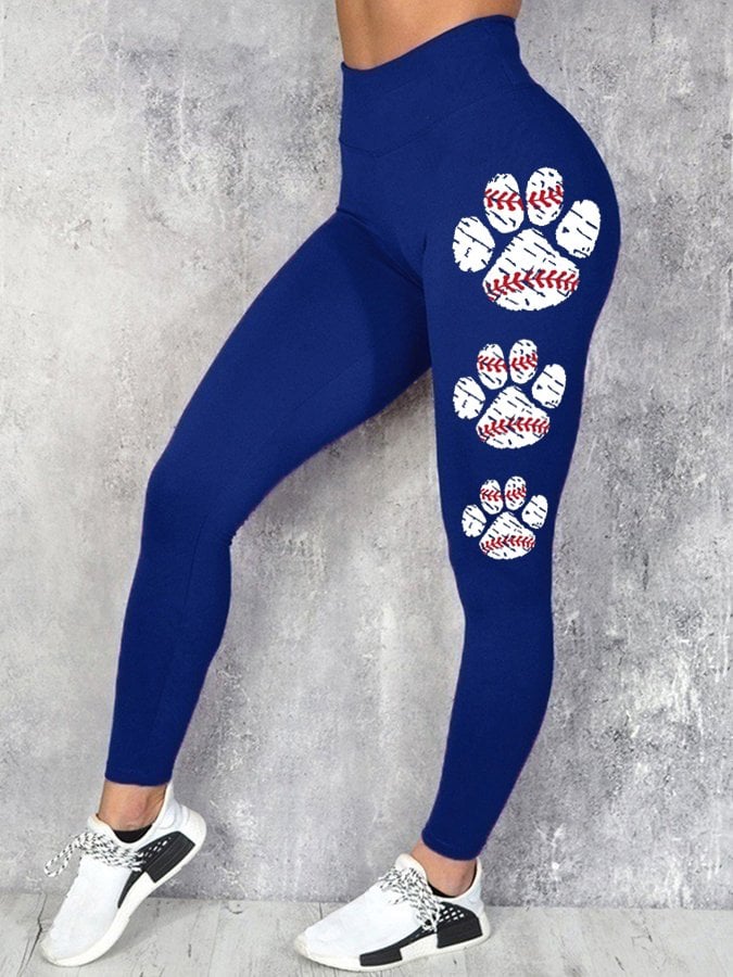 Women's Baseball Print Stretch Leggings