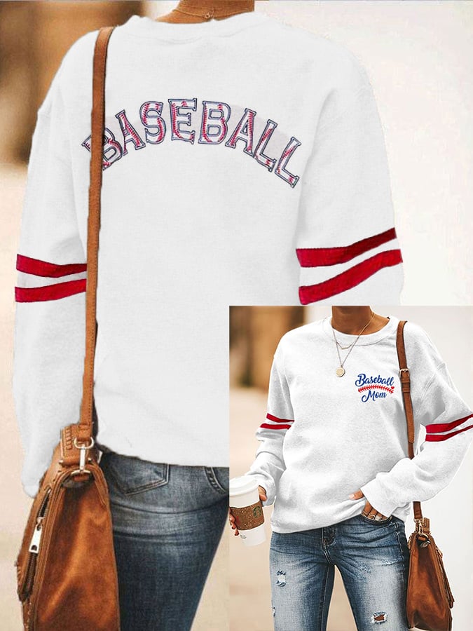 Women's Baseball Mom Printed Casual Sweatshirt