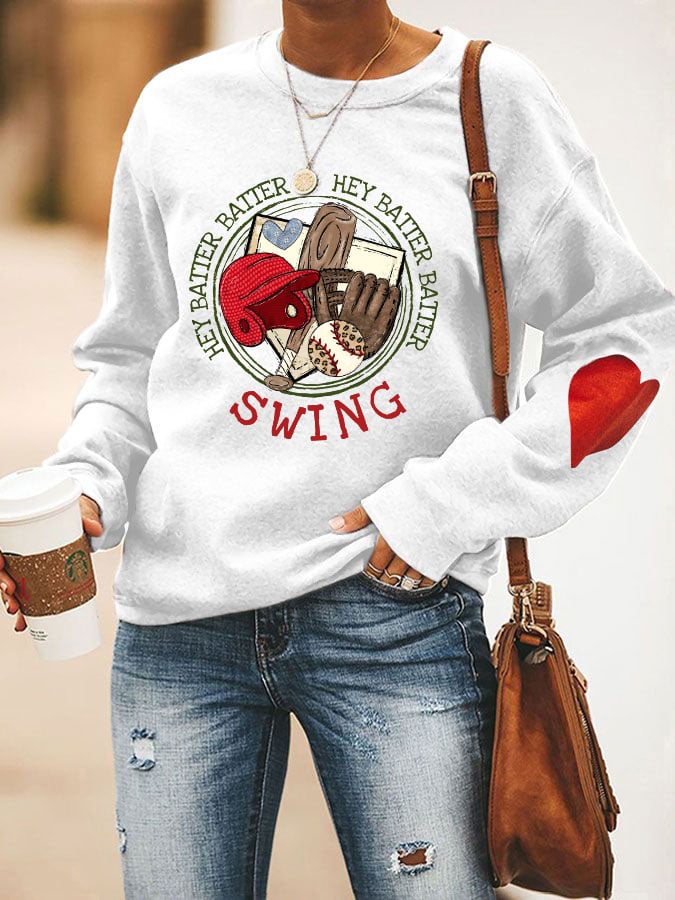 Women's Hey Batter Batter! Baseball Print Sweatshirt