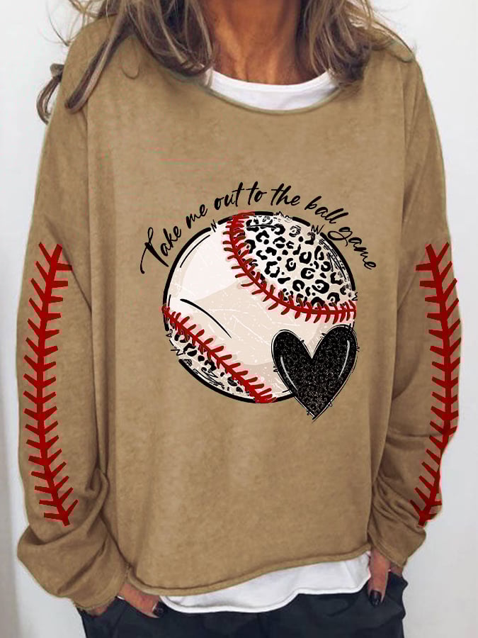 Women's Take Me Out To The Ball Game Print Long Sleeve T-Shirt