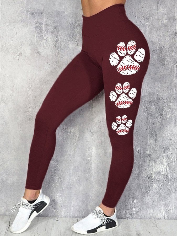 Women's Baseball Print Stretch Leggings