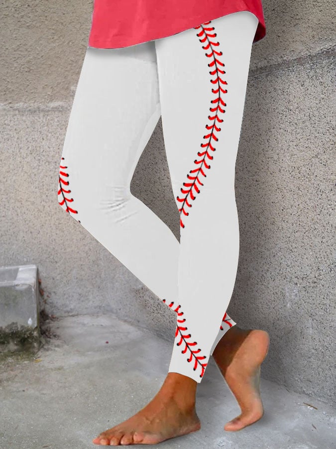 Women's Baseball Print Stretch Leggings