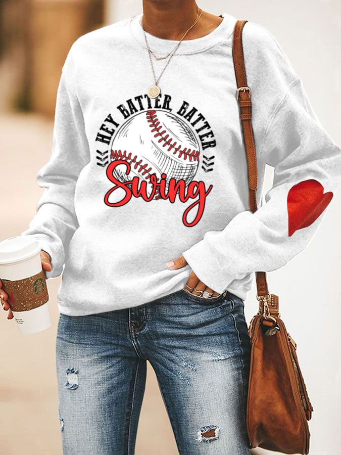Women's Hey Batter Batter! Baseball Print Sweatshirt