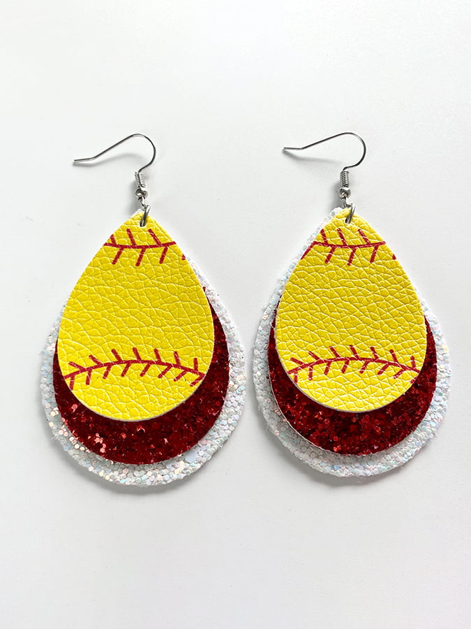 Women's Leather Baseball Earrings