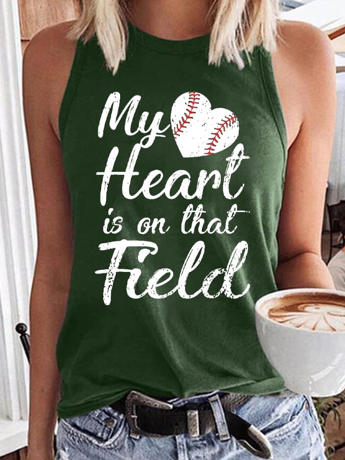 Women's My Heart Is On That Field Print Vest