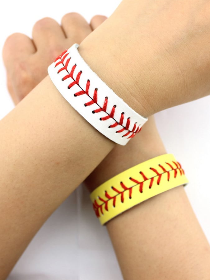 Women's Baseball Softball Stitched Leather Sports Bracelet
