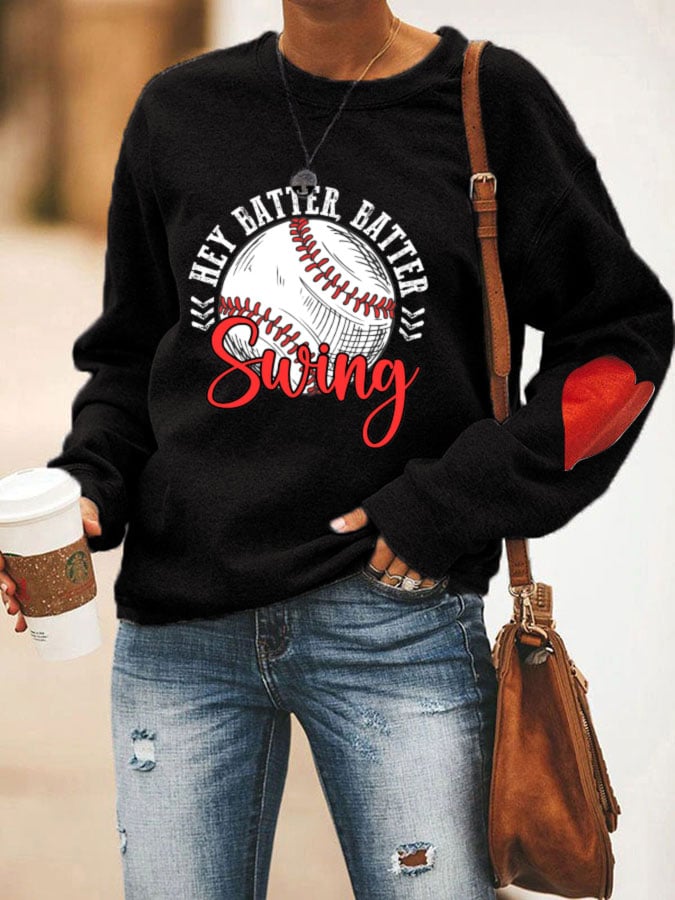 Women's Hey Batter Batter! Baseball Print Sweatshirt