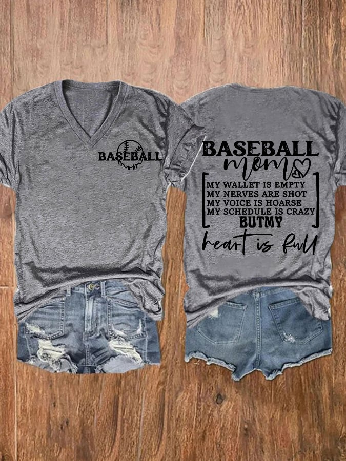 Women's Baseball Mom Casual Print Short Sleeve T-Shirt