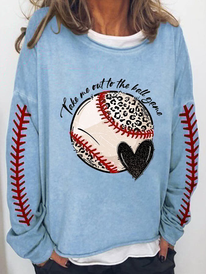 Women's Take Me Out To The Ball Game Print Long Sleeve T-Shirt