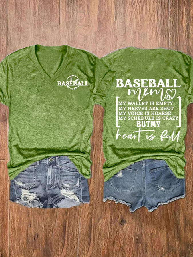 Women's Baseball Mom Casual Print Short Sleeve T-Shirt