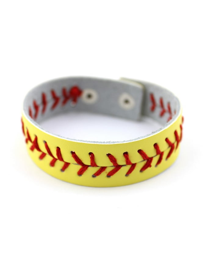 Women's Baseball Softball Stitched Leather Sports Bracelet