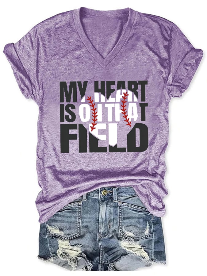 Women's My Heart is on That Field Print T-Shirt