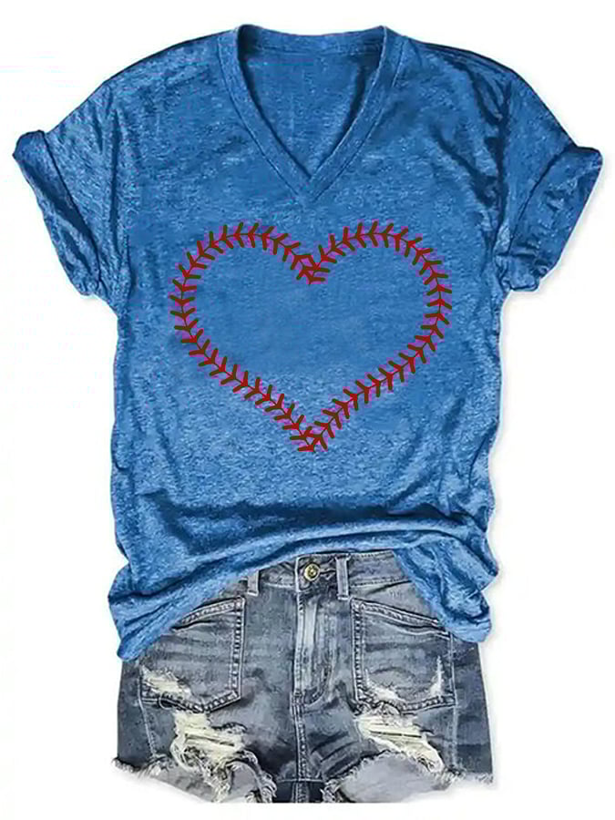 Women's Basbeball Love Print T-Shirt