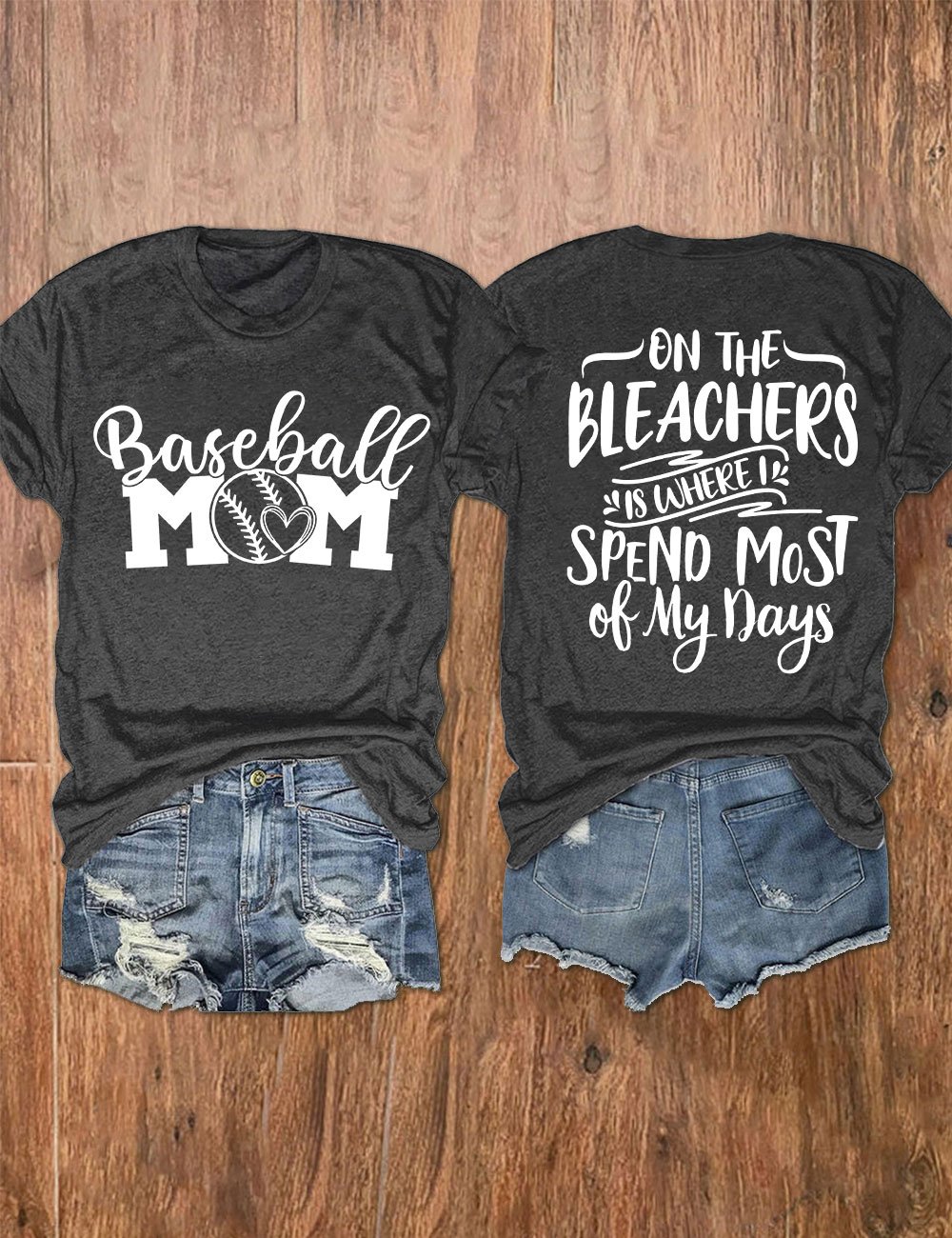Women's Baseball Mom Print V-Neck T-Shirt