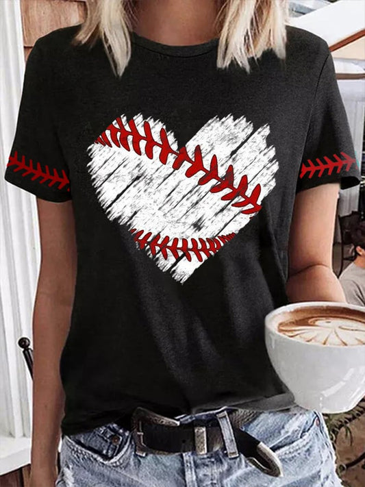 Women's Baseball Love Print T-Shirt