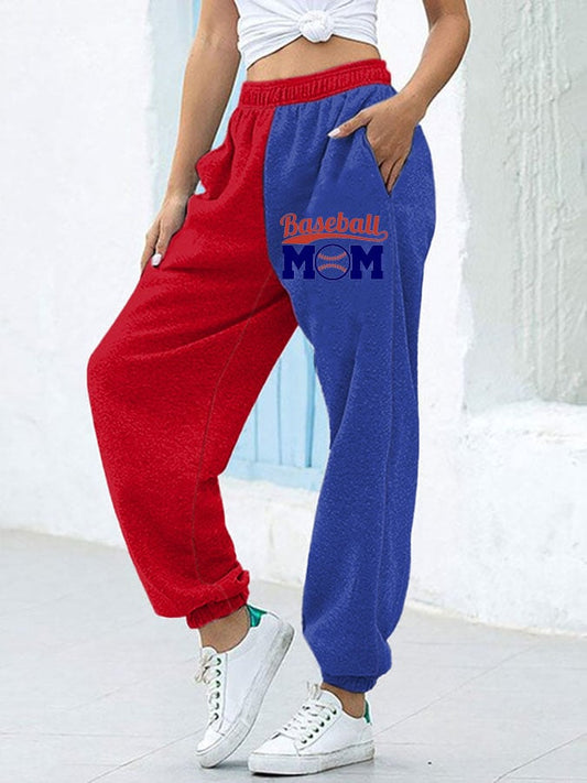 Women's Baseball Print Color Block Lounge Pants