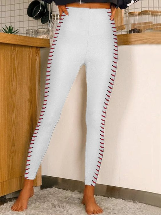 Women's Baseball Print Stretch Leggings