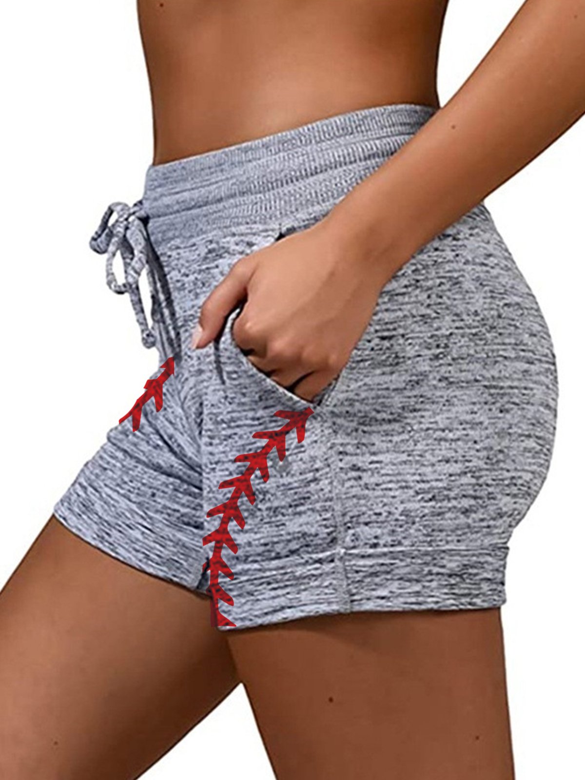 Women's Baseball Print Elastic Waist Sport Shorts