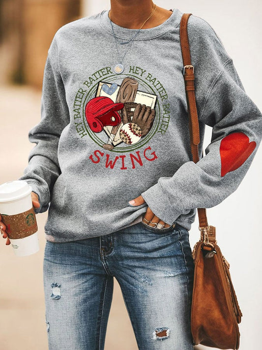 Women's Hey Batter Batter! Baseball Print Sweatshirt