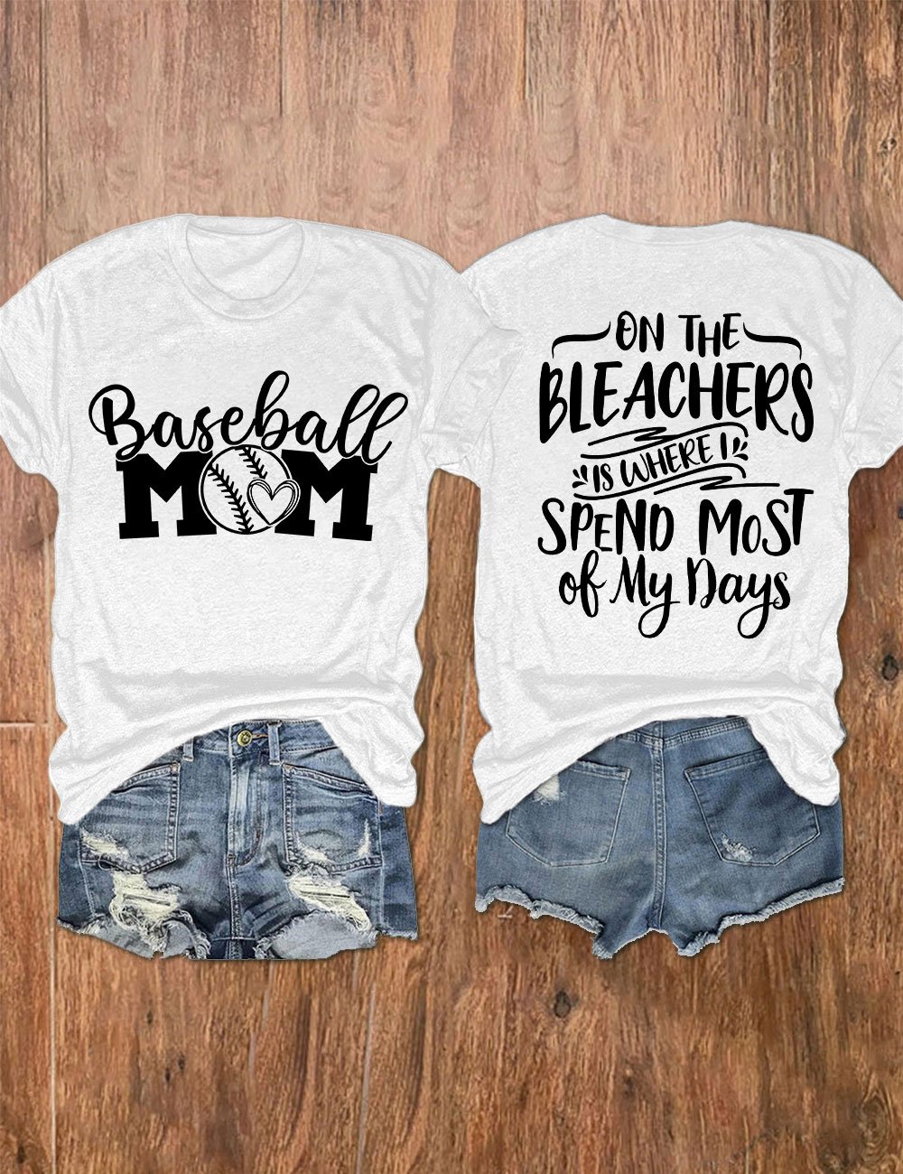 Women's Baseball Mom Print V-Neck T-Shirt