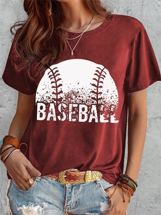 Women's Baseball Print Short Sleeve T-Shirt
