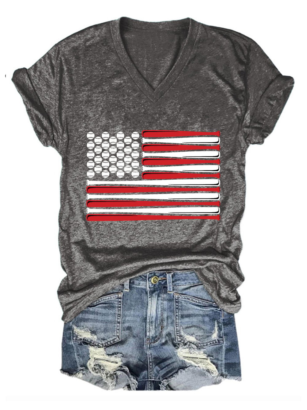 Women's Baseball Print Crew Neck T-Shirt