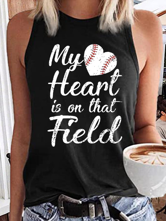 Women's My Heart Is On That Field Print Vest