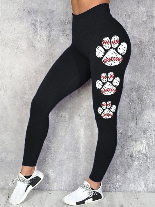Women's Baseball Print Stretch Leggings