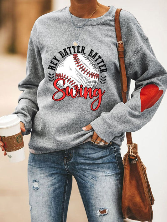 Women's Hey Batter Batter! Baseball Print Sweatshirt