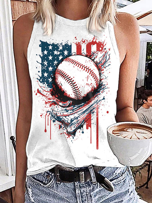 Women's Baseball Print Tank Top