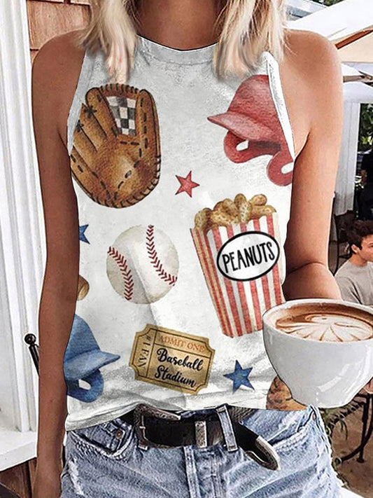 Women's Baseball Print Tank Top