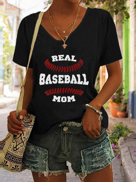 Baseball Print Casual Short-Sleeved T-Shirt (